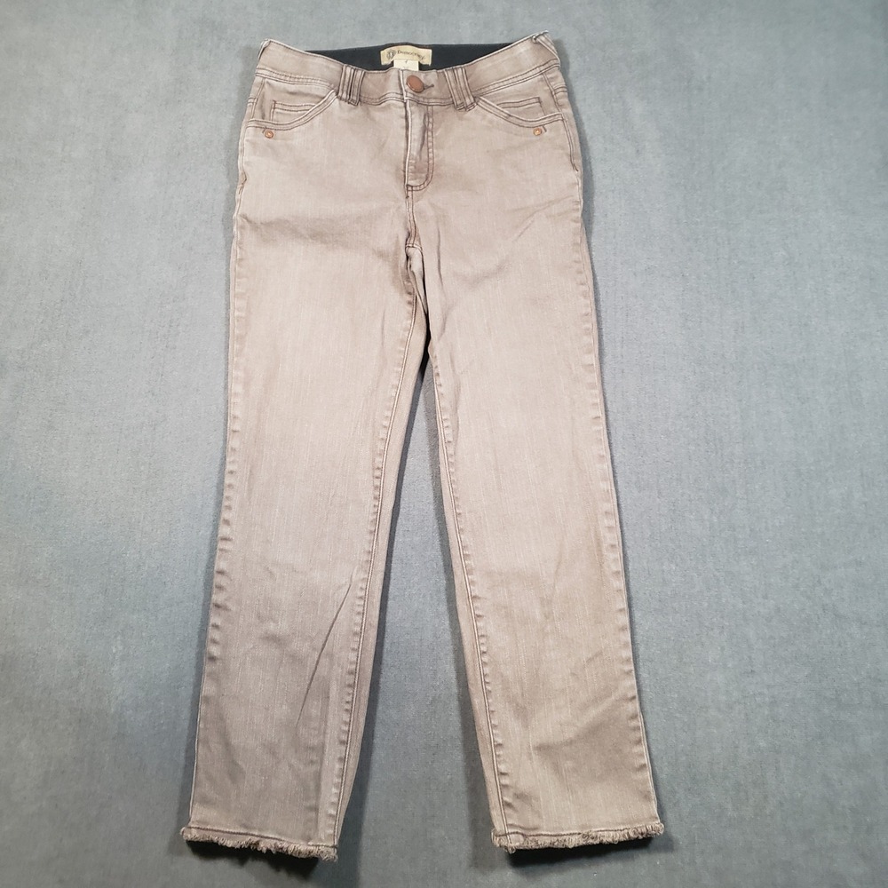Democracy Ab Technology Jeans Womens 4 Brown Raw Hem Straight Leg Pants‎